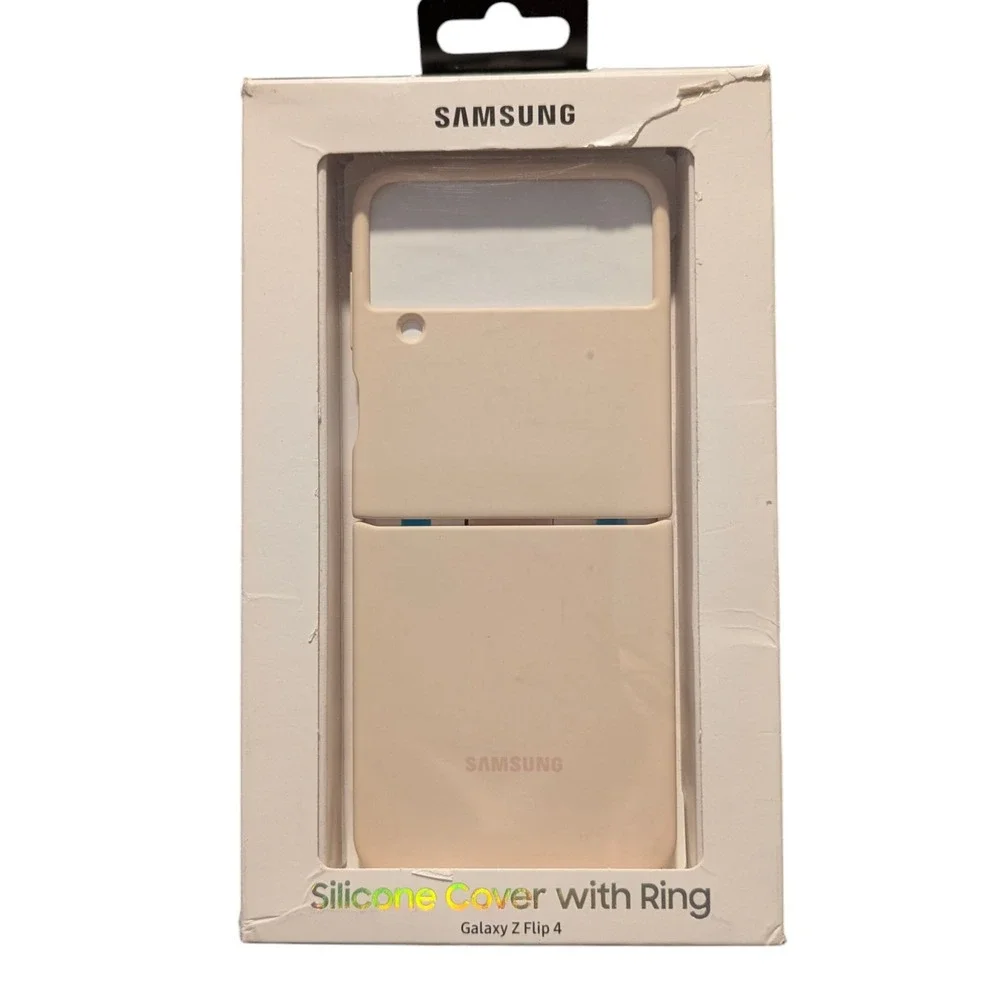 E4. Samsung Silicone Cover with Ring Case  for Samsung Galaxy Z Flip4 Pink Peach
